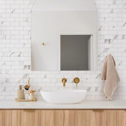 STICKGOO 10-Sheet Subway Tile Peel and Stick Backsplash, Calacatta - color: Calacatta