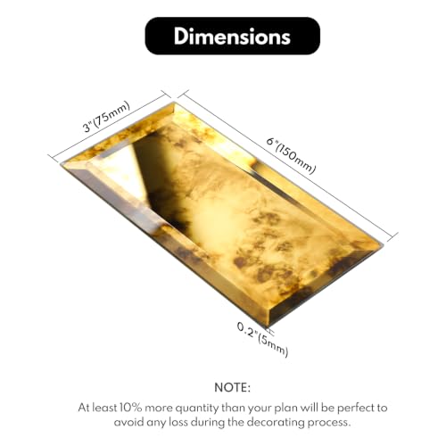 Lovdeco Peel & Stick Gold Antique Mirror Tile 3x6 Inch Beveled (40 Pcs) - color: Gold Light Antique, size: 3x6 Inch