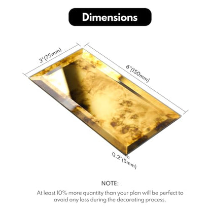 Lovdeco Peel & Stick Gold Antique Mirror Tile 3x6 Inch Beveled (40 Pcs) - color: Gold Light Antique, size: 3x6 Inch