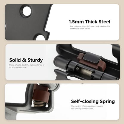 30 Pack 15 Pair Black Cabinet Hinges, 1/2" Overlay Semi-Concealed Hinges - color: Black, size: 1/2" Overlay