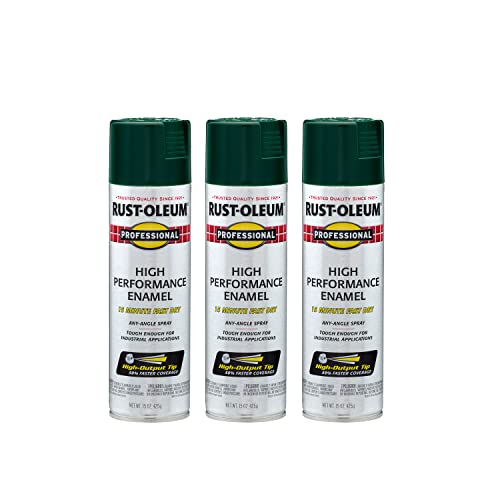 Rust-Oleum Professional High Performance Gloss Hunter Green Spray Paint - color: Gloss Hunter Green, size: 15 Ounce (Pack of 3)