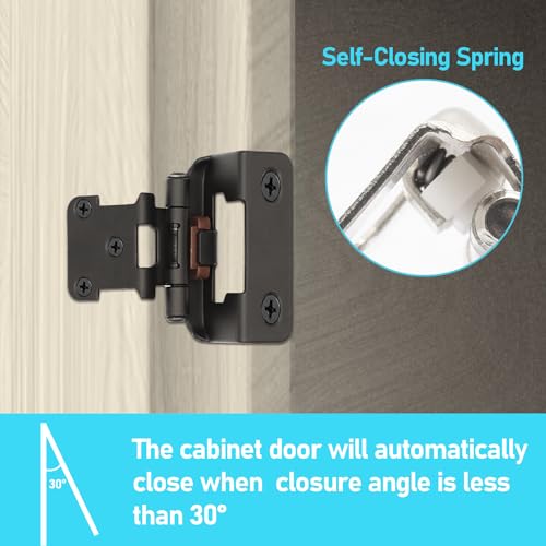 1/2 inch Overlay Kitchen Cabinet Hinges Black, 30 Pack 15 Pairs