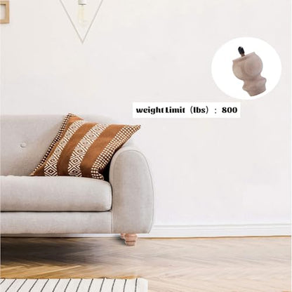 3 Inch Wooden Unfinished Bun Feet for Dresser Legs Couch Sofa Cabinet Ottoman DIY Replacement Wood Furniture Legs Set of 8 M8 Bolt Screw in (3”)