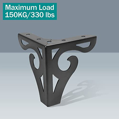 Bivethoi 3 Inch Furniture Legs, Black Metal, Set of 4 - size: 3 Inch / 8cm