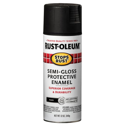 Rust-Oleum Stops Rust Spray Paint, Semi-Gloss Black - color: Semi-Gloss Black, size: 12 Ounce (Pack of 6)