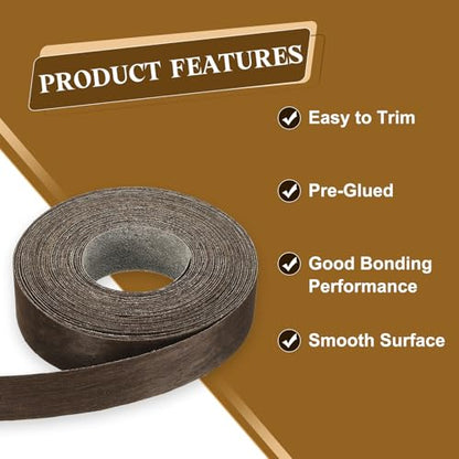 uxcell 1 Inch x 26ft Wood Veneer Edge Banding, Pre-Glued Flexible Eucalyptus Edging Strips, Iron on with Hot Melt Adhesive Wood Tape for Cabinet Repair and Furniture Restoration - size: 1 Inch x 26ft