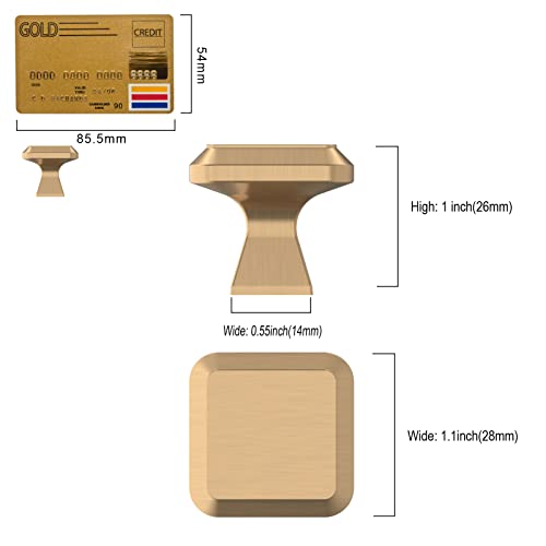 Amerdeco 10 Pack Champagne Bronze Kitchen Cabinet Knobs Cabinet Hardware Single Hole Cabinet Pulls Dresser Knobs Gold Square Drawer Knobs and Pulls for Bathroom Cabinets ZH0002 - color: Champagne Bronze, size: Single Hole