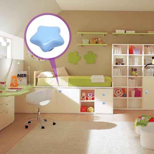 2pcs Ceramic Star Blue Drawer Knobs, Cute Cabinet Pulls for Kids - color: Blue + Star Shape, size: 2 Pack