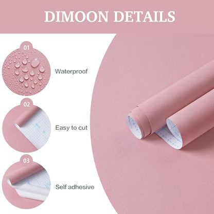Dimoon 17.7''x236'' Peel and Stick Wallpaper Pink Contact Paper for New Environmentally Friendly Materials Thickening Upgrade Embossed Renter Friendly Wall Paper Modern Vinyl Wrap Countertop Bedroom - color: Pink, size: 17.7" x 236"