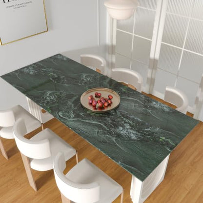 CHIHUT Dark Forest Green Marble Contact Paper Peel and Stick Wallpaper - size: 12"x472"