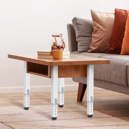 4PCS Adjustable Square Table Leg (14-24inch), Metal Desk Legs - color: 4pcs(14"-24")-white