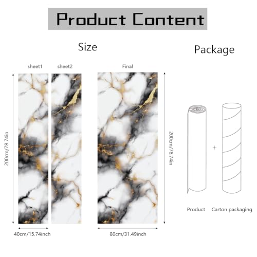 arricraft 2 Pcs Self-Adhesive Door Stickers, 31.5"x78.7" Marble Texture Pattern Door Murals Stickers PVC Removable Wallpaper Decoration for Bedrooms Living Room - style: Marble Texture