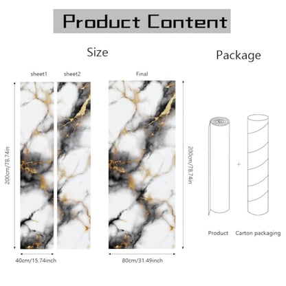 arricraft 2 Pcs Self-Adhesive Door Stickers, 31.5"x78.7" Marble Texture Pattern Door Murals Stickers PVC Removable Wallpaper Decoration for Bedrooms Living Room - style: Marble Texture