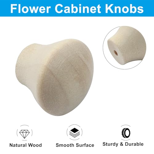 Piutouyar Wood Dresser Knobs, 20 Pcs Mini Unfinished Wooden Knobs, 18x15mm