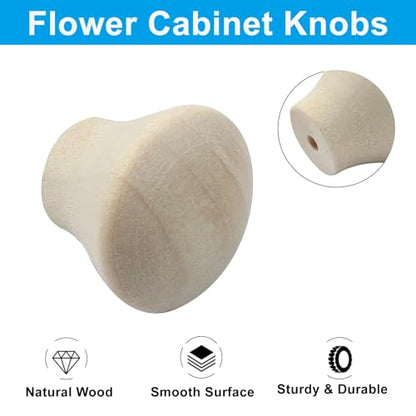 Piutouyar Wood Dresser Knobs, 20 Pcs Mini Unfinished Wooden Knobs, 18x15mm