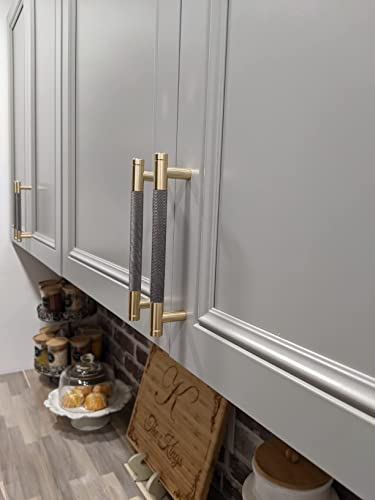 24 Pack 3 3/4 Inch 96 mm Bar Cabinet Pulls Gold and Grey Knurled Handles for Brushed Gold Drawer Pulls Cupboard Aluminum Handles - color: Gold and Grey, size: 3 3/4 Inch