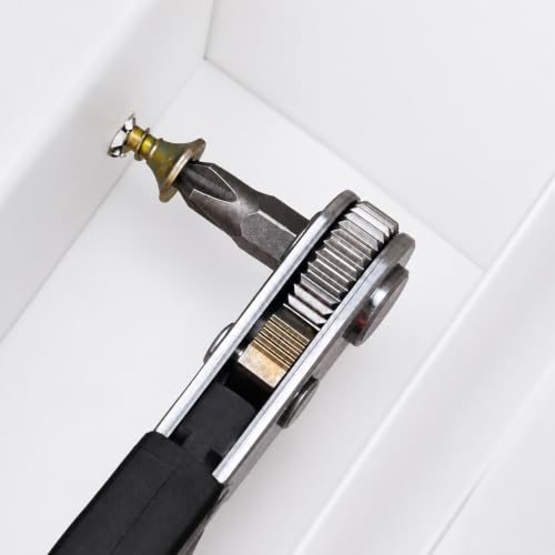 Black Right Angle Ratchet Screwdriver, Steel Tool for Tight Spaces