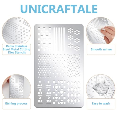 UNICRAFTALE 2Pcs Metal Geometric Stencils for Painting Stainless Steel Reusable Template Texture Stencils for Painting on Wood Wall Scrapbooking Furniture Fabrics 3.98"x 6.97" - style: Geometric Patterns & Textures