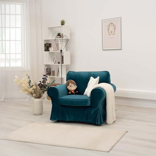 MASTERS OF COVERS Ektorp Armchair Cover, Velvet Teal Blue - color: Armchair Cover-teal Blue