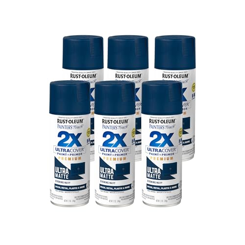 Rust-Oleum Painter's Touch 2X Ultra Cover Spray Paint, Evening Navy - color: Ultra Matte Evening Navy, size: 12 Ounce (Pack of 6)