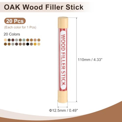 uxcell 20 Colors Wood Crayons, Wood Filler Sticks Furniture Scratch Repair - color: Solid Wood Series