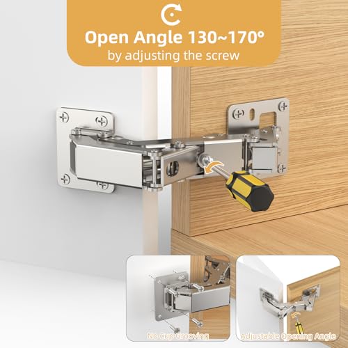 Furniware 1 Pair 170 Degree Frameless Soft Close Cabinet Hinges