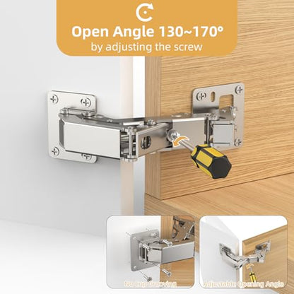 Furniware 1 Pair 170 Degree Frameless Soft Close Cabinet Hinges