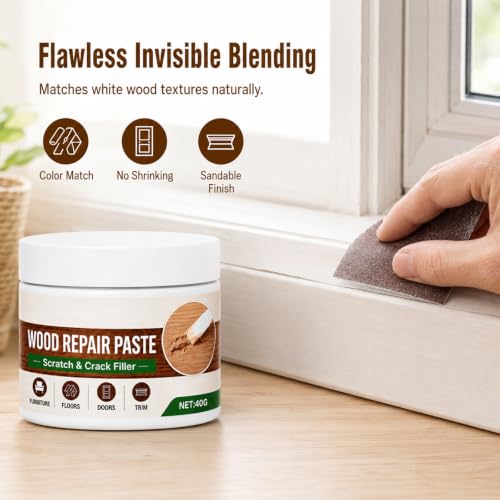 2Pcs Wood Repair Paste For Furniture and Floor,Easy Wooden Furniture Repair Kit,Quickly Repair Scratches and Dents on Wooden Furniture,Suitable For Doors,Floors,Cabinets(White,Brown)