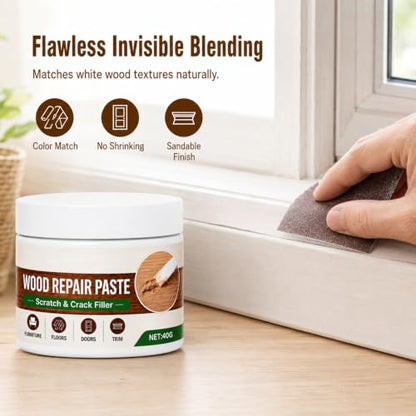 2Pcs Wood Repair Paste For Furniture and Floor,Easy Wooden Furniture Repair Kit,Quickly Repair Scratches and Dents on Wooden Furniture,Suitable For Doors,Floors,Cabinets(White,Brown)