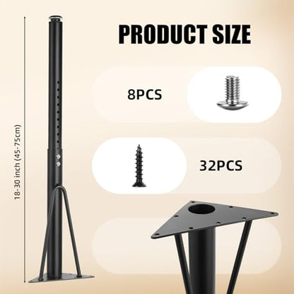 Adjustable Table Legs 18-30 inch (45-75cm), Metal Desk Legs Ø45/50 mm