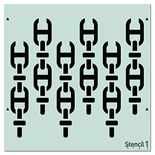 Stencil1 Chains 2 Repeat Wallpaper Pattern Stencil 11" X 11" - Reusable Premium Quality Mylar Stencils for Painting Walls, Fabric, Furniture, Crafts, Decor - Allover Wallpaper Effects - 11" x 11” - color: Chains 2 Repeat Wallpaper Pattern Stenci