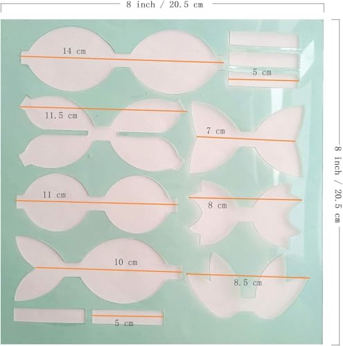 Reusable Faux Leather Bows Making Template,Plastic Cutting Stencil for DIY Hair Accessories Journal Scrapbook, Add 2 pcs A4 Size Random Glitter Sheets (Medium Size) - style: Medium Size