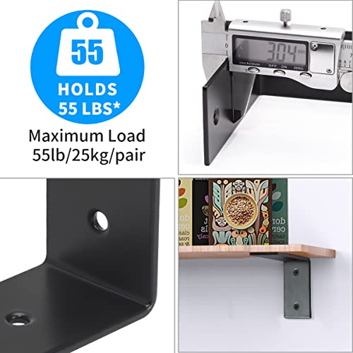 YUMORE Heavy Duty L Brackets, 5 x 3 x 1.8 Inch Shelf Brackets, Black - color: Black, size: 5"x3"x1.8"