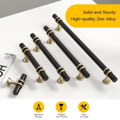 Rergy 10 Pack 4 Inch Hole Center Black and Champagne Bronze Cabinet Pulls - color: Black&Champagne Bronze, size: 4-1/16in Hole Center(102mm)