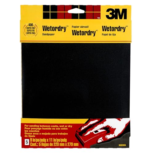 3M Wetordry Sandpaper, 9 in. x 11 in., 400 Grit, 5 Sheets - style: Super Fine