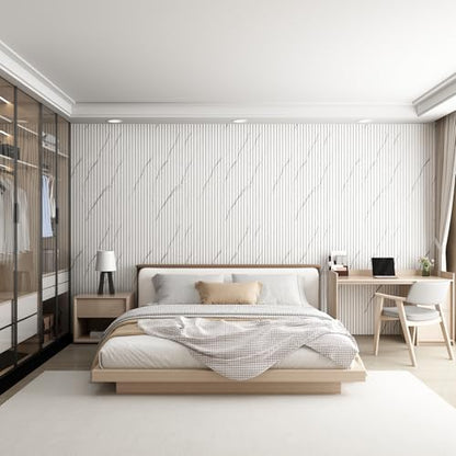Slat Wall Panel 8-Pack, 108’’x6.3’’, Marble White - size: 108’’x6.3’’-Marble White