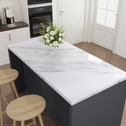 White Marble Contact Paper 16"x197" Granite Peel and Stick Wallpaper for Kitchen Cabinets Countertops Removable Waterproof Self Adhesive Vinyl Wrap for Bathroom Counter - size: 16" x 197"