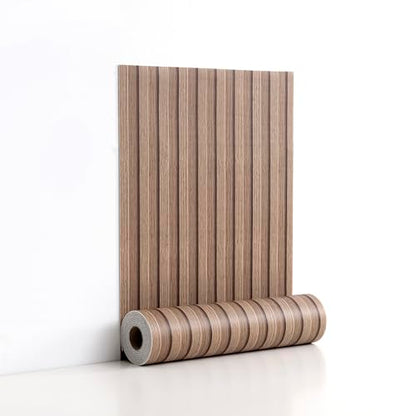 Light Walnut Peel and Stick Slat Wall Panels,Wood Grain Paneling - color: Light Walnut