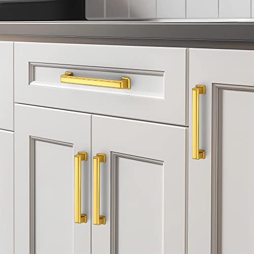 Ravinte Hardware Gold Cabinet Pulls, 5 Inch (128mm), 5 Pack - color: Gold, size: 5" Hole Center