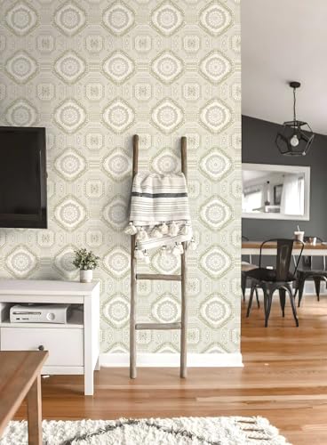 Moroccan Geometric Peel and Stick Wallpaper, Boho Tile Pattern Wallpaper - color: ML-M047, size: 17.7" x 118"