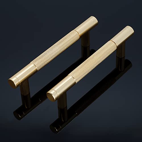 5" Length Knurled Cabinet Pulls 12 Pack - 3-3/4" Hole to Hole, Golden - color: Gold, size: 96mm | 3-3/4 inch C/C