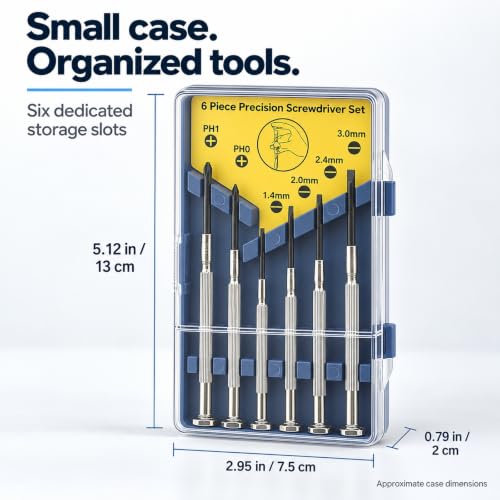 6 PCS Precision Screwdriver Set Mini Flathead and Phillips Tools - color: Silver, size: 6PCS