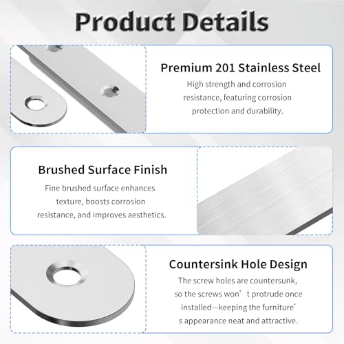 4pcs 170mm Flat Plate Straight Brackets - size: 4Pcs 165 Straight