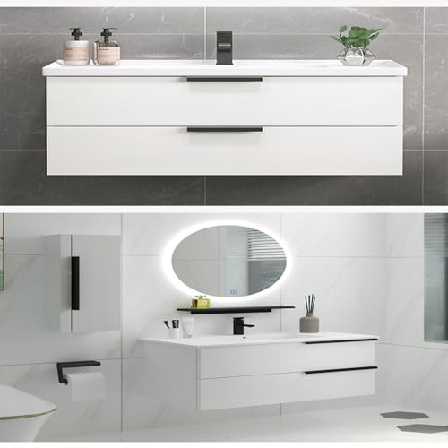 10 Pack Cabinet Handle Hidden Black Drawer Edge Pulls, Modern Style Dressing Table Wardrobe Kitchen Wall Cabinet Finger Edge Handle (Black, Length 5.8"/Hole Distance 5") - size: Length 5.8"/Hole Distance 5"