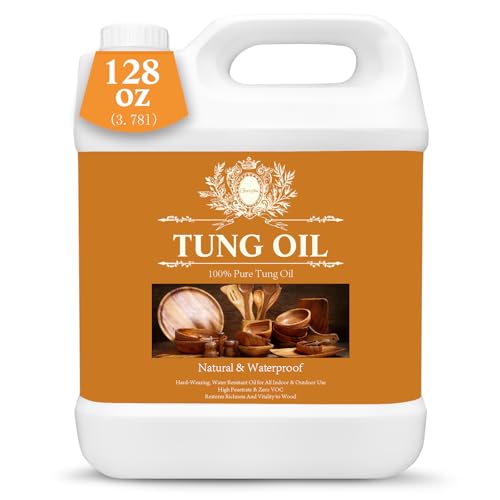 128 OZ Pure Tung Oil for Wood Outdoor/Indoor, Food Grade Sealer - size: 128 OZ