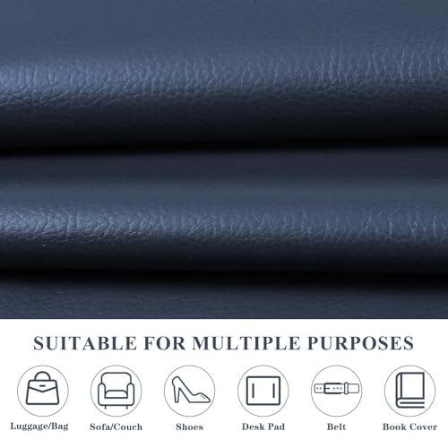 Faux Leather 0.7mm Upholstery Fabric by the Yard 12 Yard Navy Blue - color: Navy Blue, size: 12 Yard