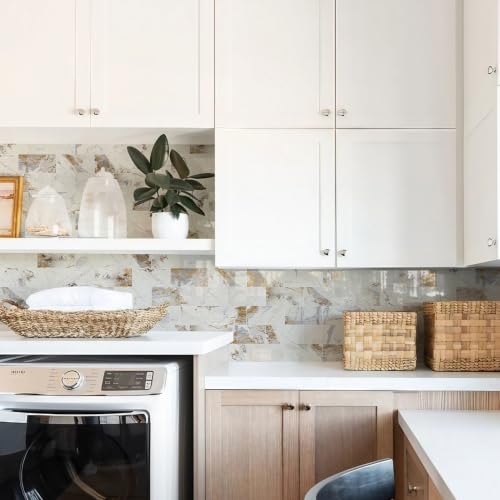 STICKGOO 10-Sheet Backsplash Peel and Stick Subway Tile(Thicker Design) - color: Glossy Pandora Marble