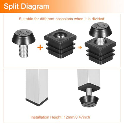 uxcell 4 Set Leveling Feet, M8x20x20mm Adjustable Furniture Leg Leveling - size: M8x20x20mm