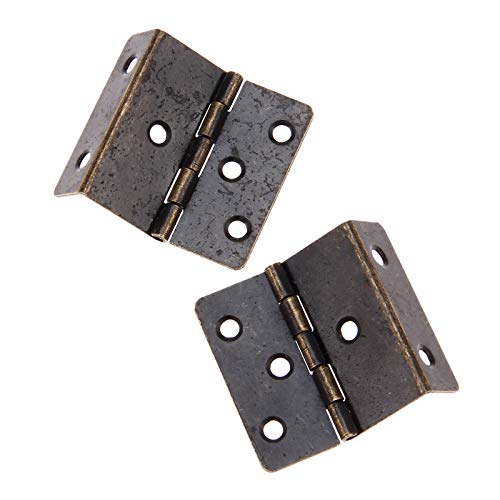 Yetaha 2 Pcs Three Folding Hardware Hinge, Antique Bronze Hinges, Decorative Box Hing with 12 Screws, Hardware Hinge for Door, Cabinet, Furniture, Small Chest Hinges - color: Antique Bronze