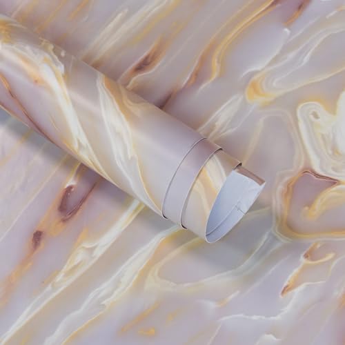 345"x31" Wide Glossy Marble Contact Paper Pink Purple Marble Sticker - color: Pink Gold, size: 31.5" x 354.3"
